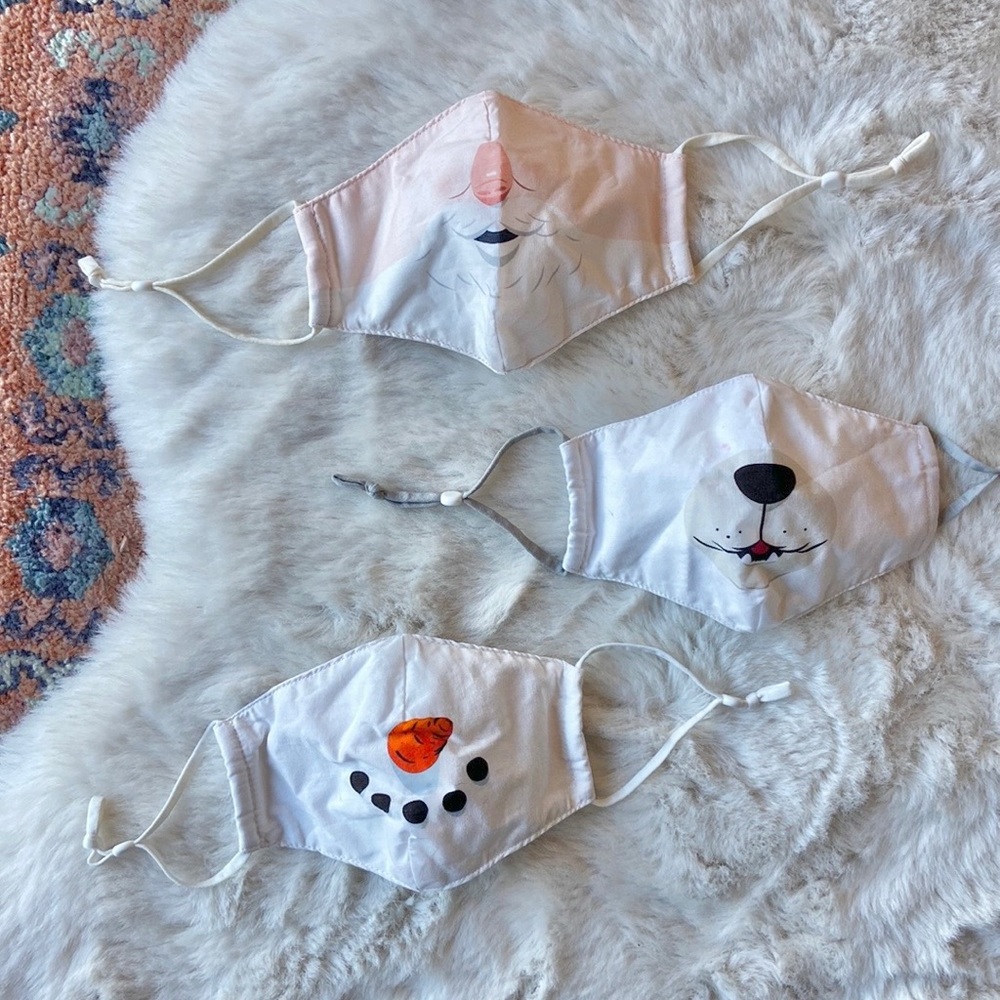 old navy kids 3 face masks toddler size 2-6 Christmas santa snowman polar bear